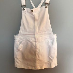 White denim overalls